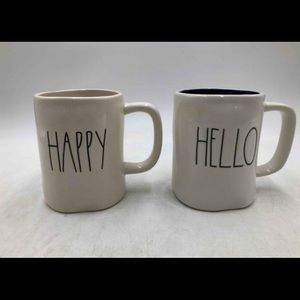 Rae Dunn Hello & Happy Coffee mugs